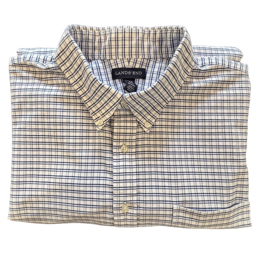 Lands' End white and blue button down shirt size 2XL Tall